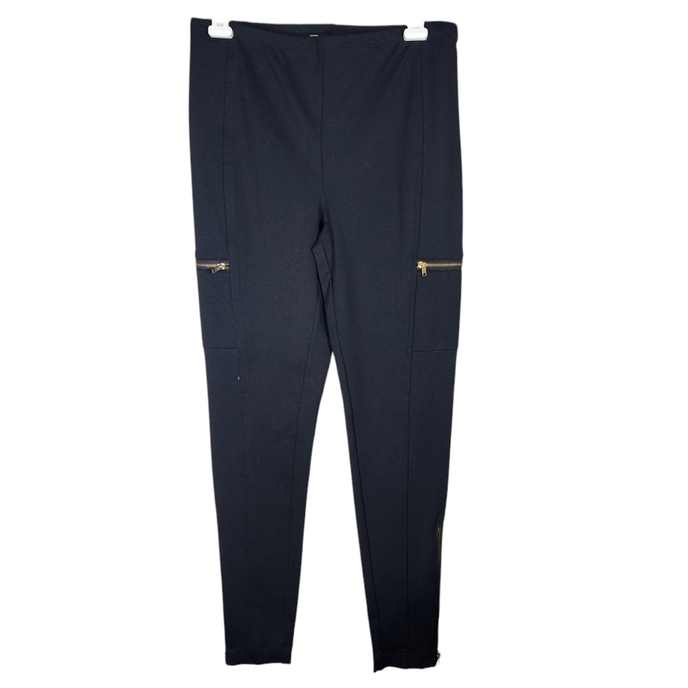 NWT Philosophy Black Leggings Zipper Detail Down Mid & Side Of Leg XS